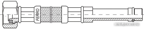Гибкая подводка Ferro EPDM в стальной оплетке 1/2” - М10х1 длинный наконечник WBS26