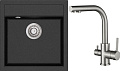 Кухонная мойка Aquasanita Tesa SQT100W + Akvaduo 2663 (черный металлик 601/никель 002)