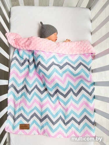 Плед Amarobaby Растем вместе. Зигзаг 85x95 (розовый/голубой)