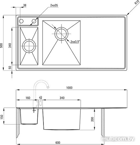 Кухонная мойка Deante Sinope ZDS 051P (сатин)
