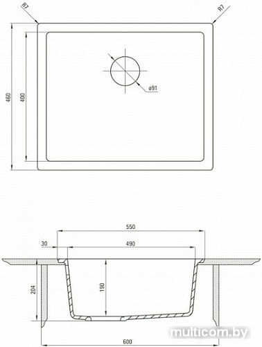 Кухонная мойка Deante Corda Flush ZQA G10F (графитовый металлик)