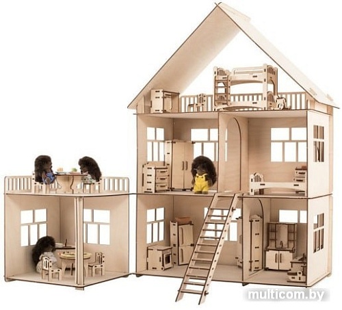 Кукольный домик ХэппиДом Коттедж с пристройкой HK-D004