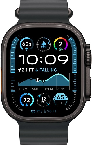 Умные часы Apple Watch Ultra 2 LTE 49 мм (титановый корпус, черный/черный, ремешок из эластомера)