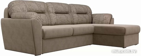 Угловой диван Лига диванов Бостон 100537 (коричневый с цветами)
