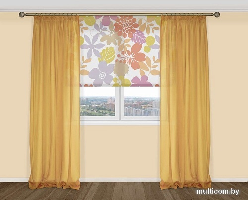 Комплект гардин Delfa Voile СТШ/Д-050 Voile/047 2x2.7 м (янтарно-золотой, 2 шт)