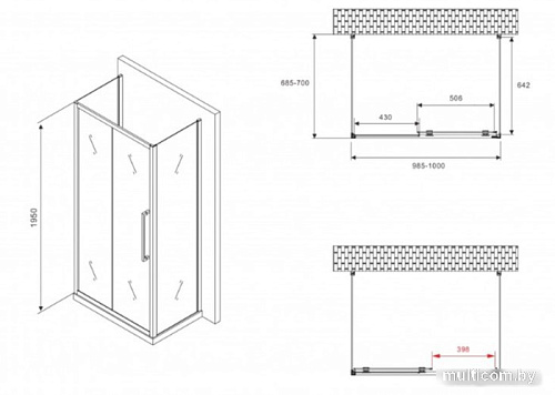 Душевой уголок Abber Schwarzer Diamant AG30100MH-S70M-S70M