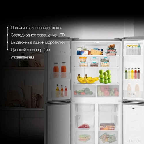 Четырёхдверный холодильник Hyundai CM45083F (нержавеющая сталь)