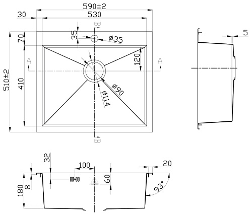 Врезная кухонная мойка Steel Hummer X-5951 FLORA