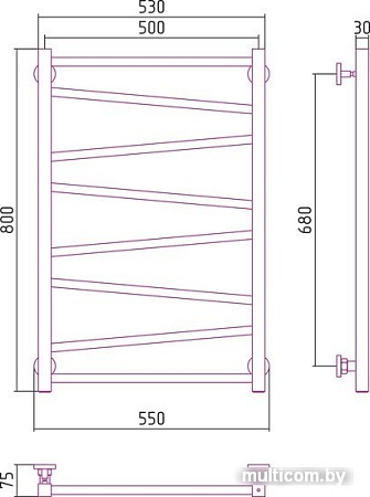 Полотенцесушитель Сунержа Сирокко 800x500 31-0253-8050