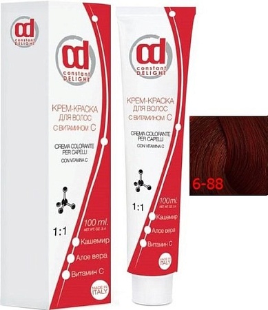 Крем-краска для волос Constant Delight Crema Colorante с витамином С 6/88 темно-русый красный экстра
