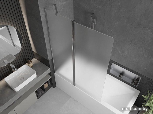 Стеклянная шторка для ванны Mexen Flip Chrome Matt 120