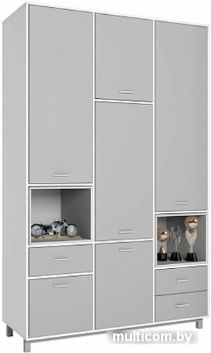 Шкаф распашной Polini Kids Mirum 2335 (белый-серый/серый)