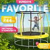 Батут Sundays Favorite Premium 8FT (желтый, с сеткой, с лестницей)