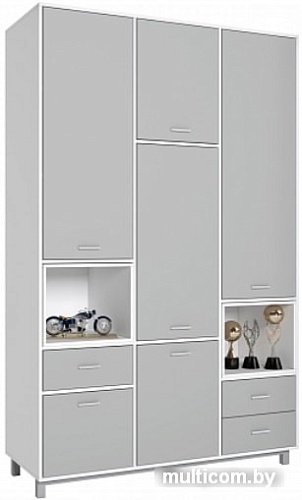 Шкаф распашной Polini Kids Mirum 2335 (белый-серый/белый)