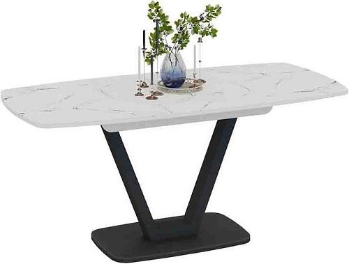 Кухонный стол Трия Сингапур Тип 1 (черный муар/стекло белый мрамор)