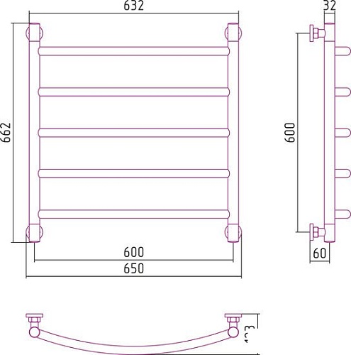 Полотенцесушитель Сунержа Галант+ 600x600 00-0200-6060