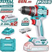 Дрель-шуруповерт Total TDLI20668 (с 2-мя АКБ, кейс)