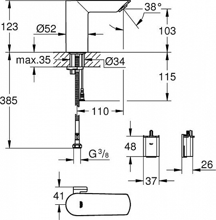 Смеситель Grohe Bau Cosmopolitan E 36451000
