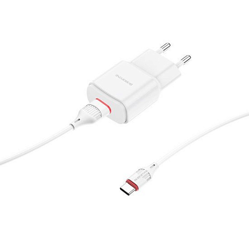 Сетевое зарядное Borofone BA48A USB Type-C (белый)