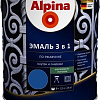 Эмаль Alpina Эмаль 3 в 1 по ржавчине (синий, шелковисто-матовая, 2.5 л)