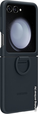Чехол для телефона Samsung Silicone Case with Ring Z Flip5 (темно-синий)