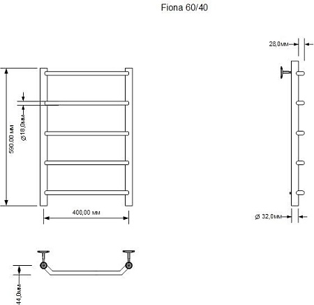 Полотенцесушитель Aquanet Fiona 60x40 281993 (правый)