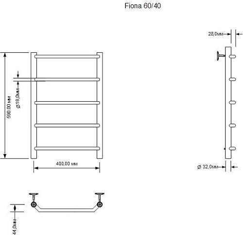 Полотенцесушитель Aquanet Fiona 60x40 281993 (правый)