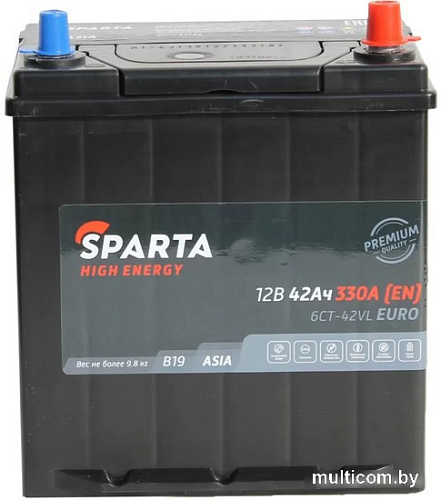 Автомобильный аккумулятор Sparta High Energy Asia 6СТ-42 Рус 330A (42 А·ч)