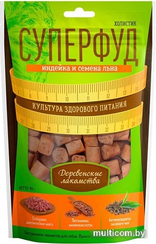 Лакомство для собак Деревенские лакомства Индейка и семена льна 90 г
