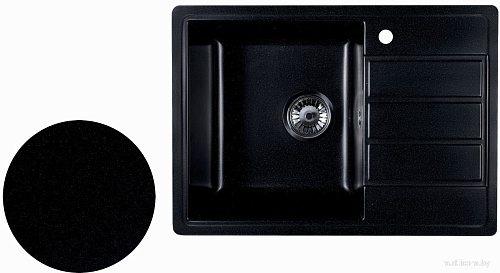 Кухонная мойка Marblan Recta L (оникс, с сифоном)