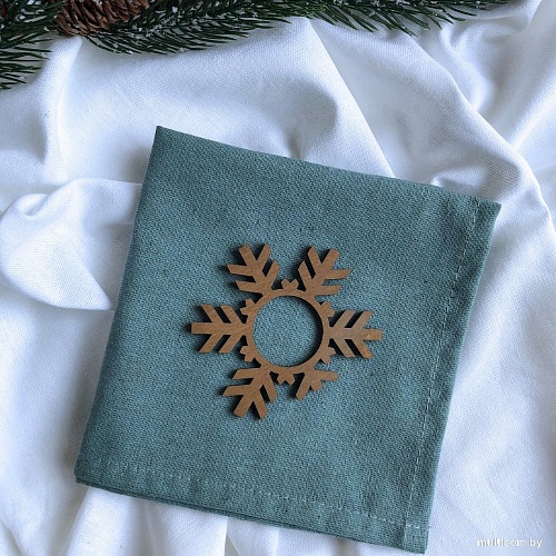 Сервировочная салфетка ОМурМебель с держателем Снежинка (6шт, синий)