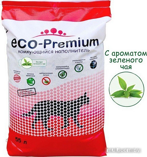 Наполнитель для туалета Eco-Premium с ароматом зеленого чая 55 л