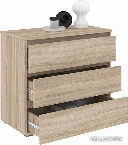 Комод Кортекс-мебель Бари 80 3ш (дуб сонома/дуб сонома/дуб сонома)