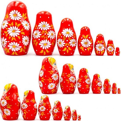 Развивающая игра Брестская Матрешка В красном наряде с ромашками (набор 7 шт)