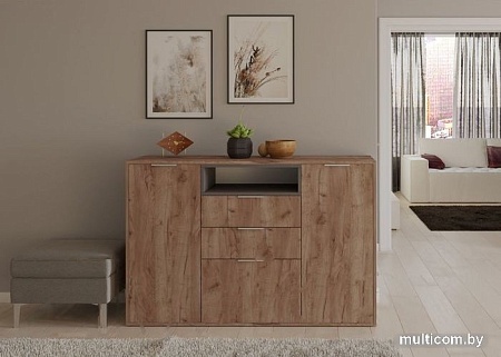 Тумба Интермебель Рио-6 Р-006 (дуб крафт табачный/графит серый)
