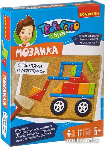 Мозаика/пазл Bondibon Мозаика с гвоздями и молоточком Техника ВВ3409