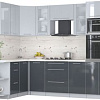 Готовая кухня Интерлиния Мила Пластик 1.68x2.6 LV (туманный глянец/антрацит/бискайская сосна)