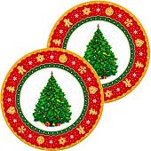 Набор тарелок Elan Gallery Новогодняя елка 420680 (узор New Bone China)