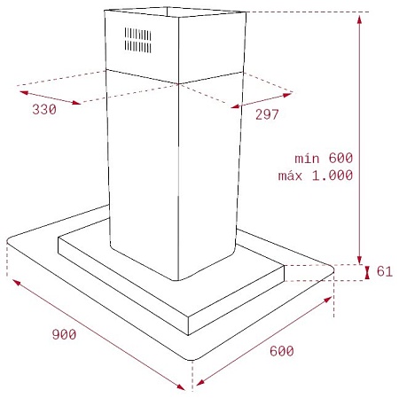 Каминная вытяжка TEKA WISH Total DG3 Isla 980 IX (40485140)