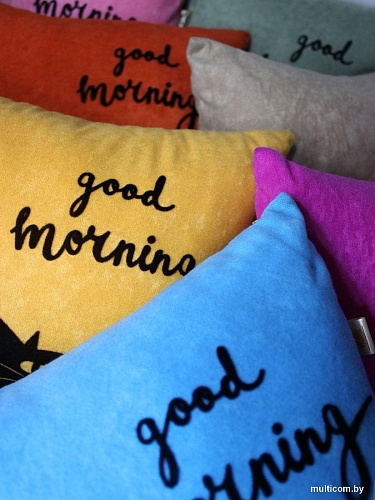 Декоративная подушка Matex Meow. Good Morning 24-767 (мятный/чернильный)