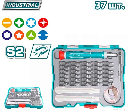 Набор отвертка с битами Total TACSD30376 (37 предметов)