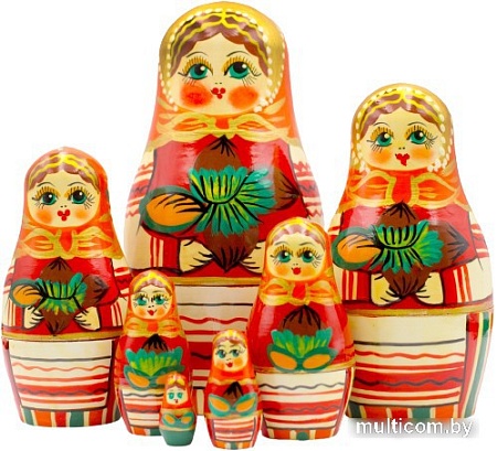 Развивающая игра Брестская Матрешка В оранжевом платье с лесными орехами (набор 7 шт)