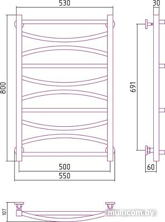 Полотенцесушитель Сунержа Ажур 800x500 00-0255-8050