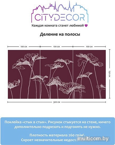 Виниловые обои Citydecor Perfect Lines 7 300x150