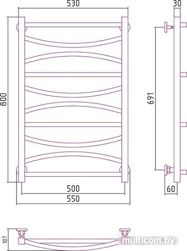 Полотенцесушитель Сунержа Ажур 800x500 00-0255-8050