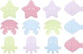 Комплект ковриков для купания Roxy Kids Sea Animals Soft Colors RBM-012-SA (12 шт)