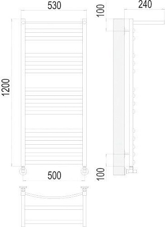 Полотенцесушитель TERMINUS Енисей П15 500x1200 с полкой нп