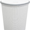 Корзина ВиолетПласт для белья угловая с крышкой 60 л Ротанг (белый)
