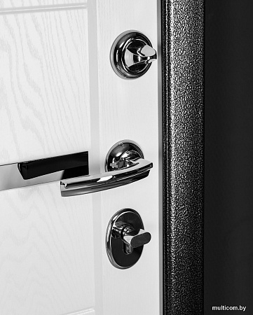 Металлическая дверь Guard Царга MG60 97х205 правая (черное серебро/белый ясень)