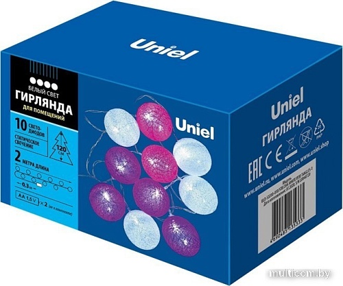 Новогодняя гирлянда Uniel ULD-S0200-010/STB/2AA WHITE IP20 TANGLES-1 UL-00007341